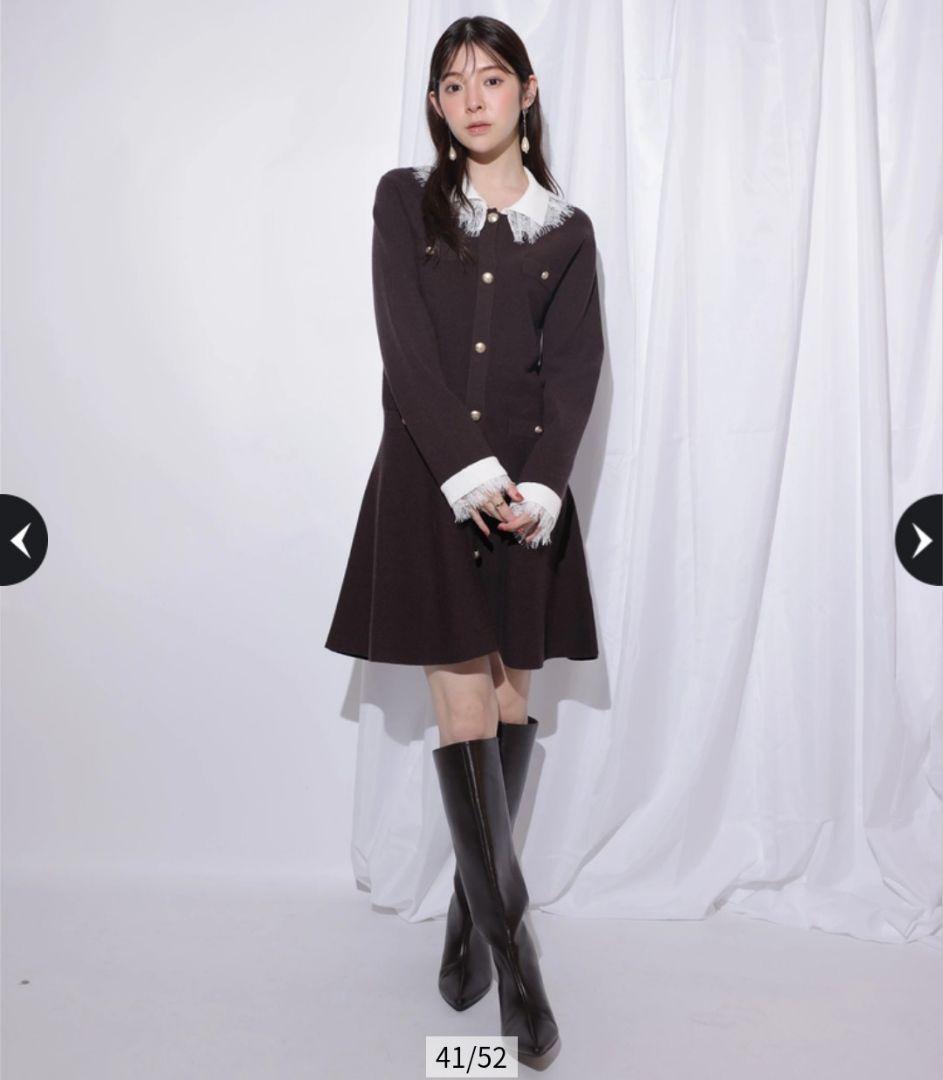 Rirandture レースカラーミニニットワンピース