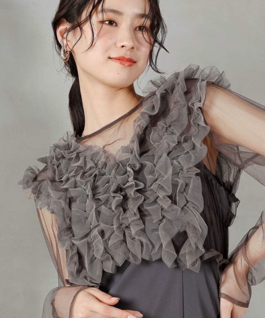 ＊美品＊チュール ボリューム フリル ベスト シアー トップス ワンピース