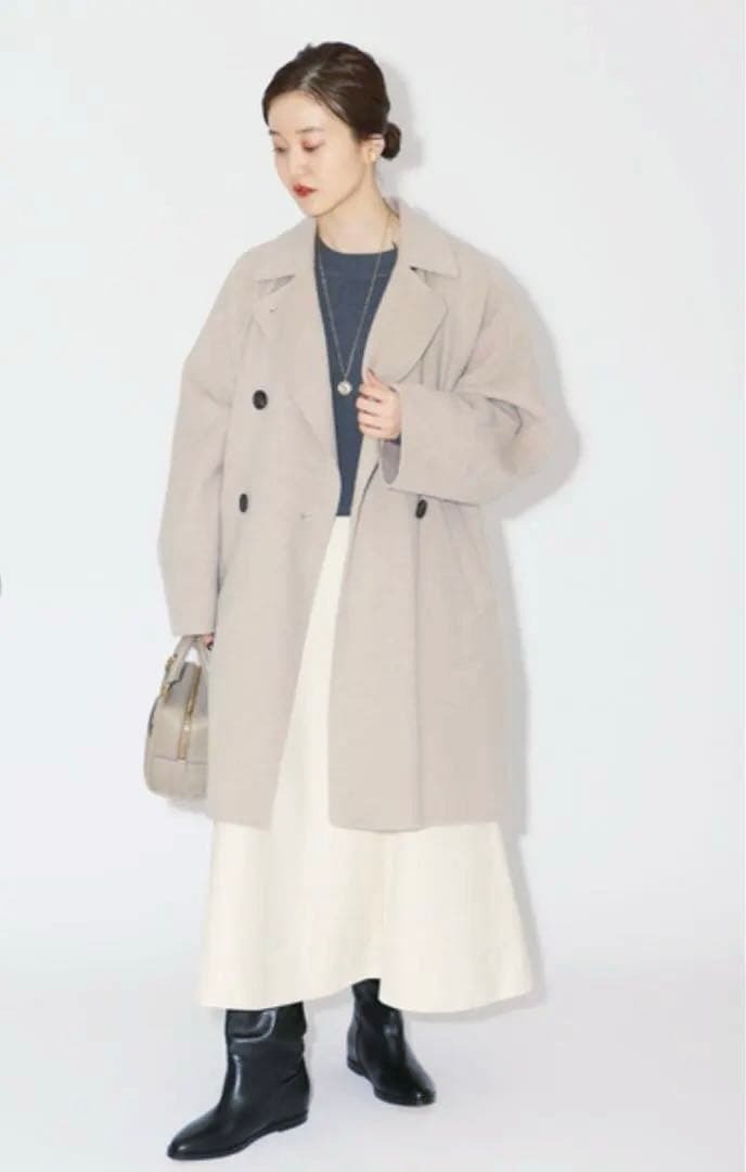 【美品】IENAスーパー160ダブルフェイスオーバーコート38