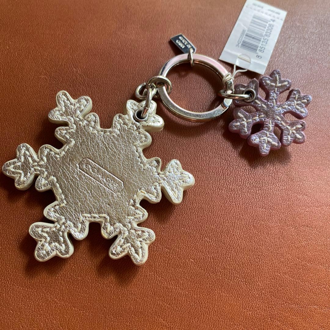 COACH 雪の結晶型写真入れキーホルダー　シルバー・パープル