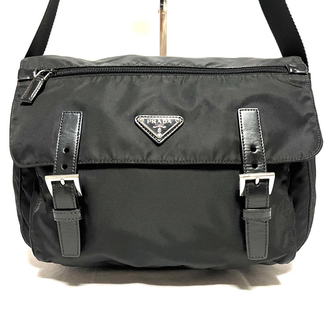 ★美品★PRADA プラダ★ナイロンショルダーバッグ★三角プレート★黒　ブラック