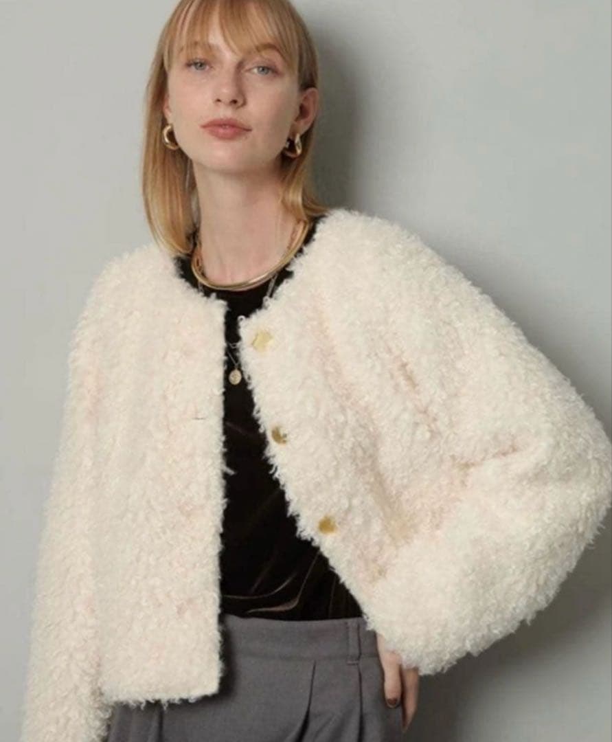 CADUNE カデュネ ボアジャン ボアコート 金ボタン　38