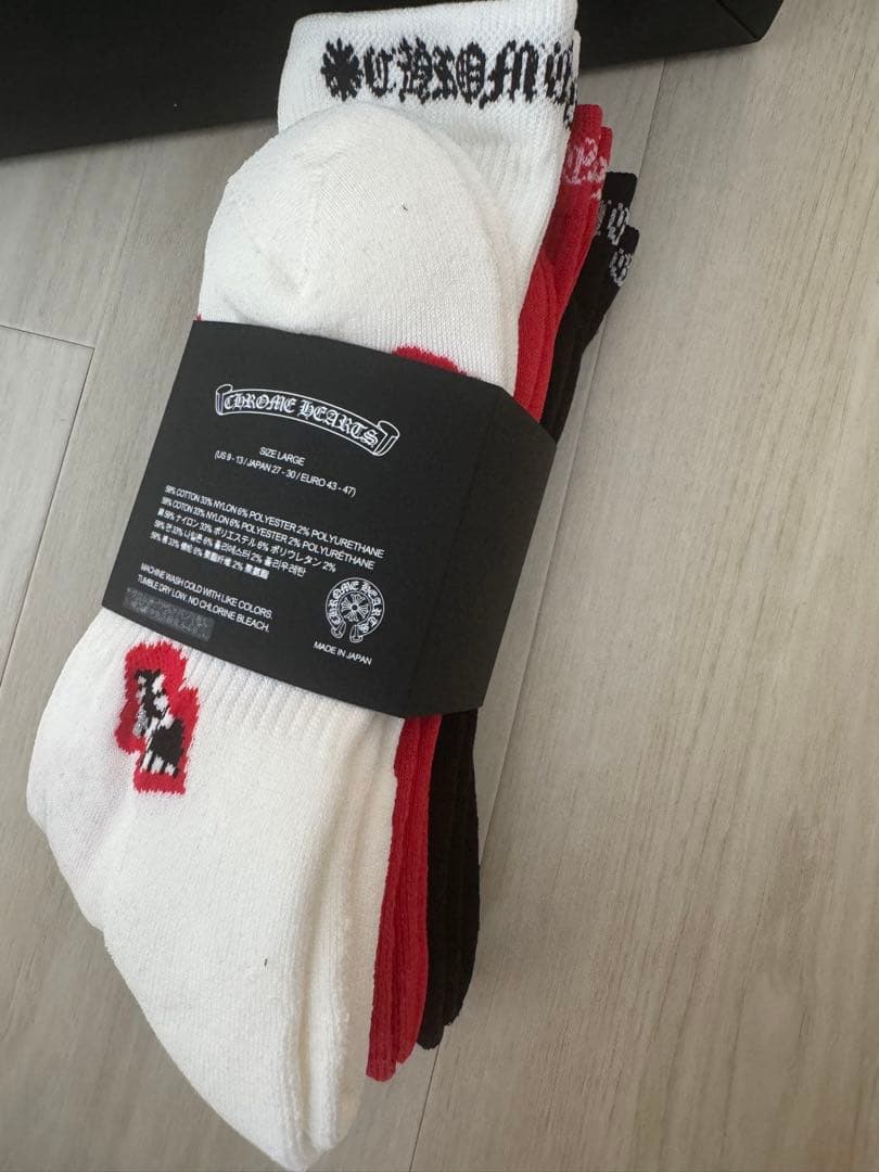 クロムハーツ ソックス セット レッド ブラック ホワイト マッティボーイ L