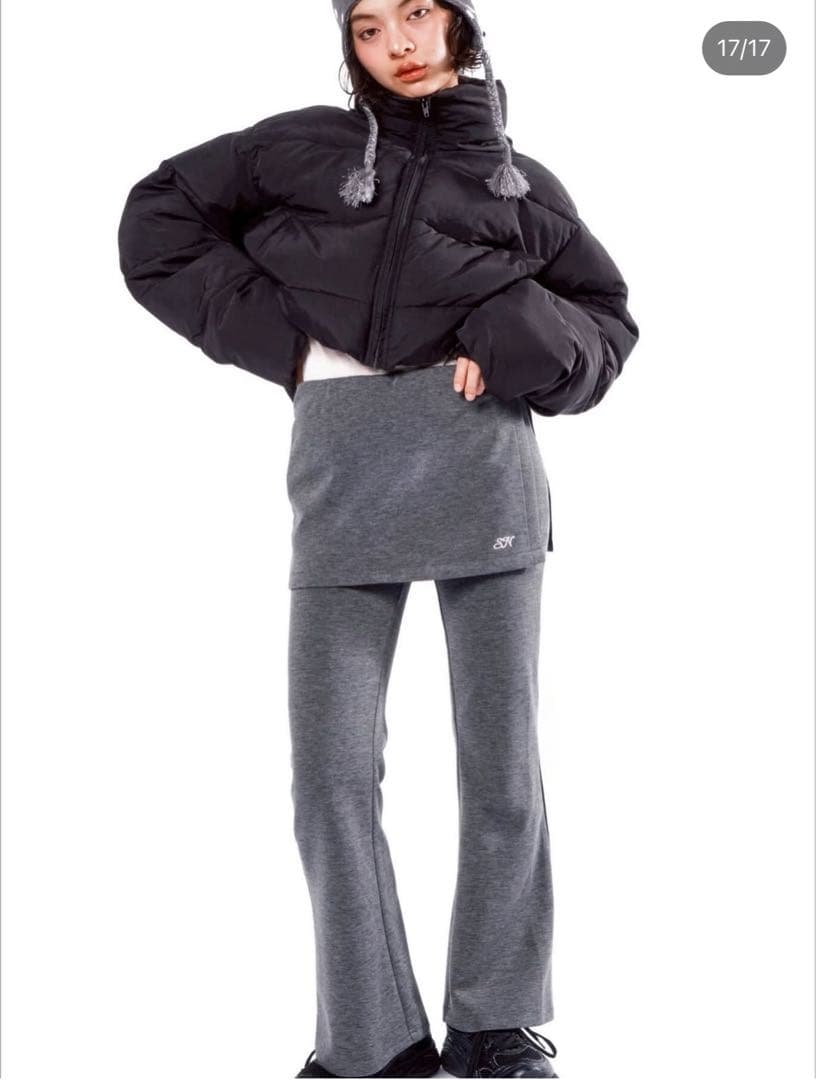 新品 smyeon レイヤードフレアパンツ グレー S