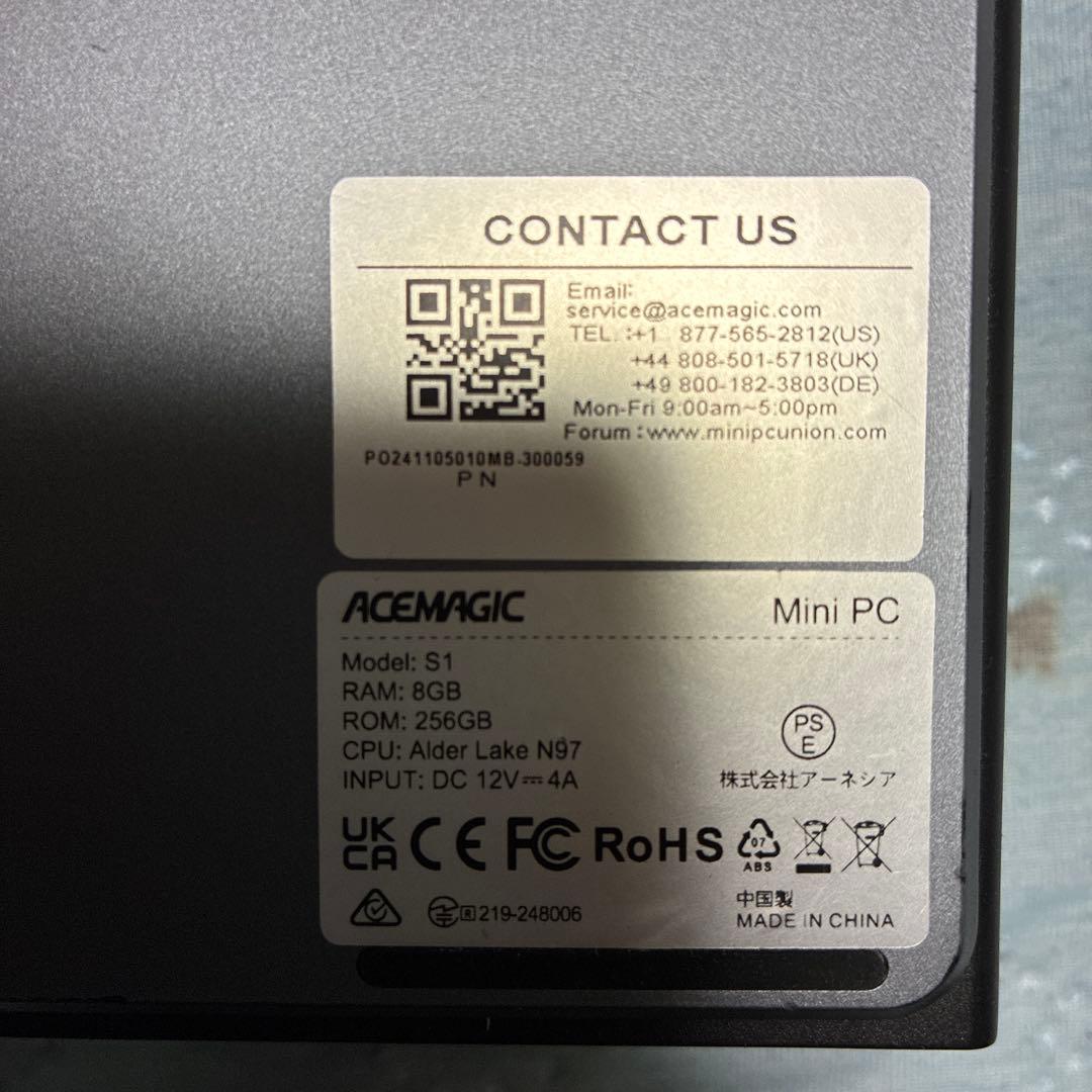 ACEMAGIC S1 ミニPC 8GB RAM 256GB ROM