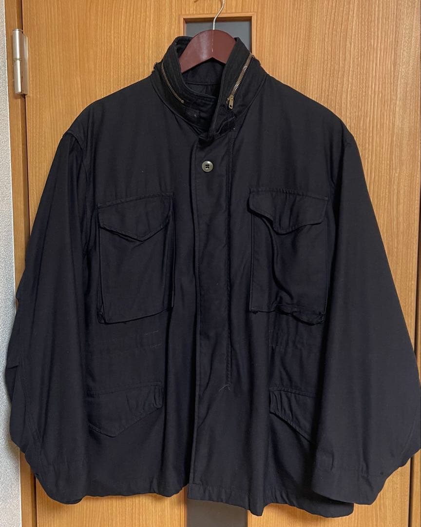 実物 M-65フィールドジャケット 黒染め M/S ディープブラック染め