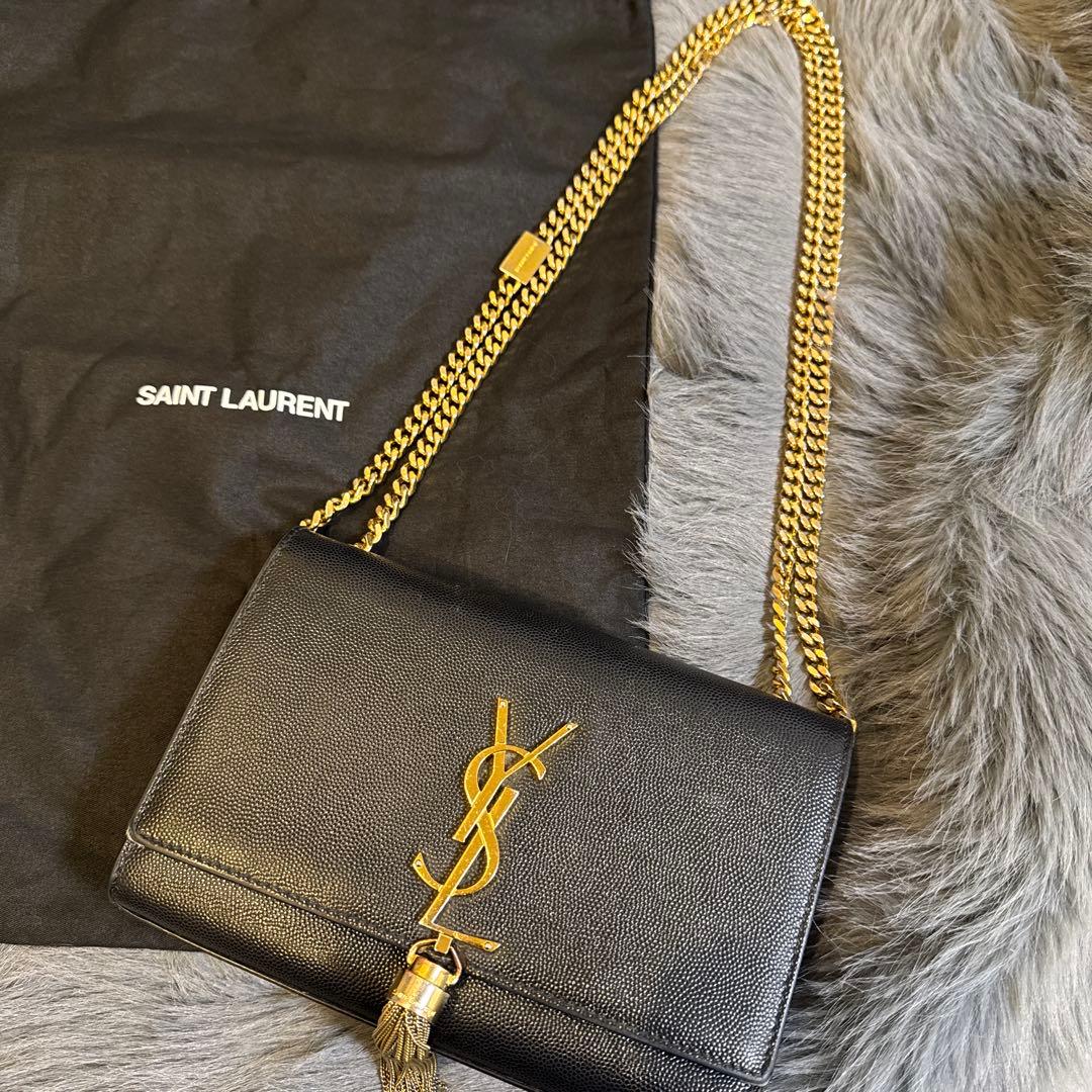 YSLゴールドチェーンバッグ レザー サンローラン 中古 即日発送