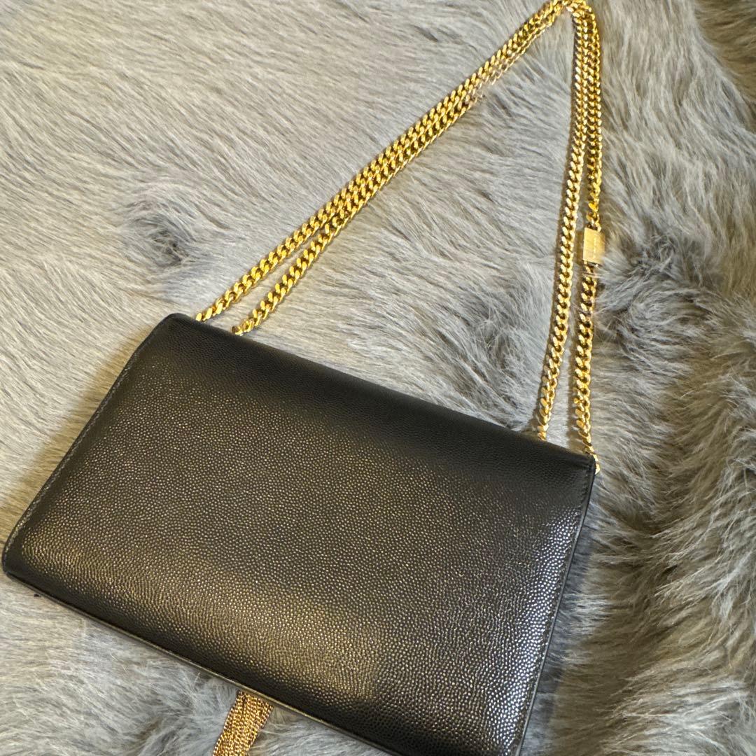 YSLゴールドチェーンバッグ レザー サンローラン 中古 即日発送