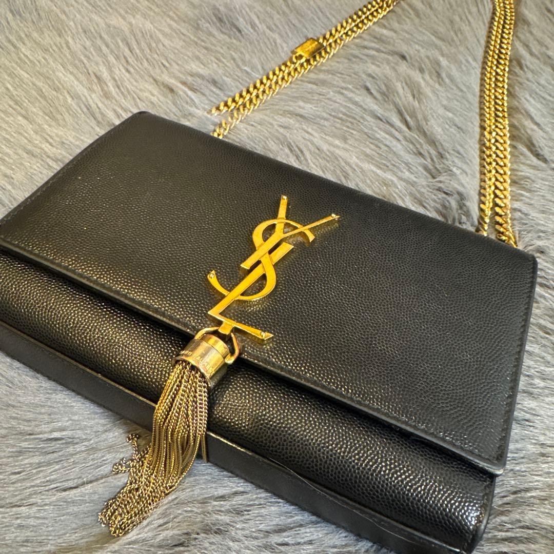 YSLゴールドチェーンバッグ レザー サンローラン 中古 即日発送