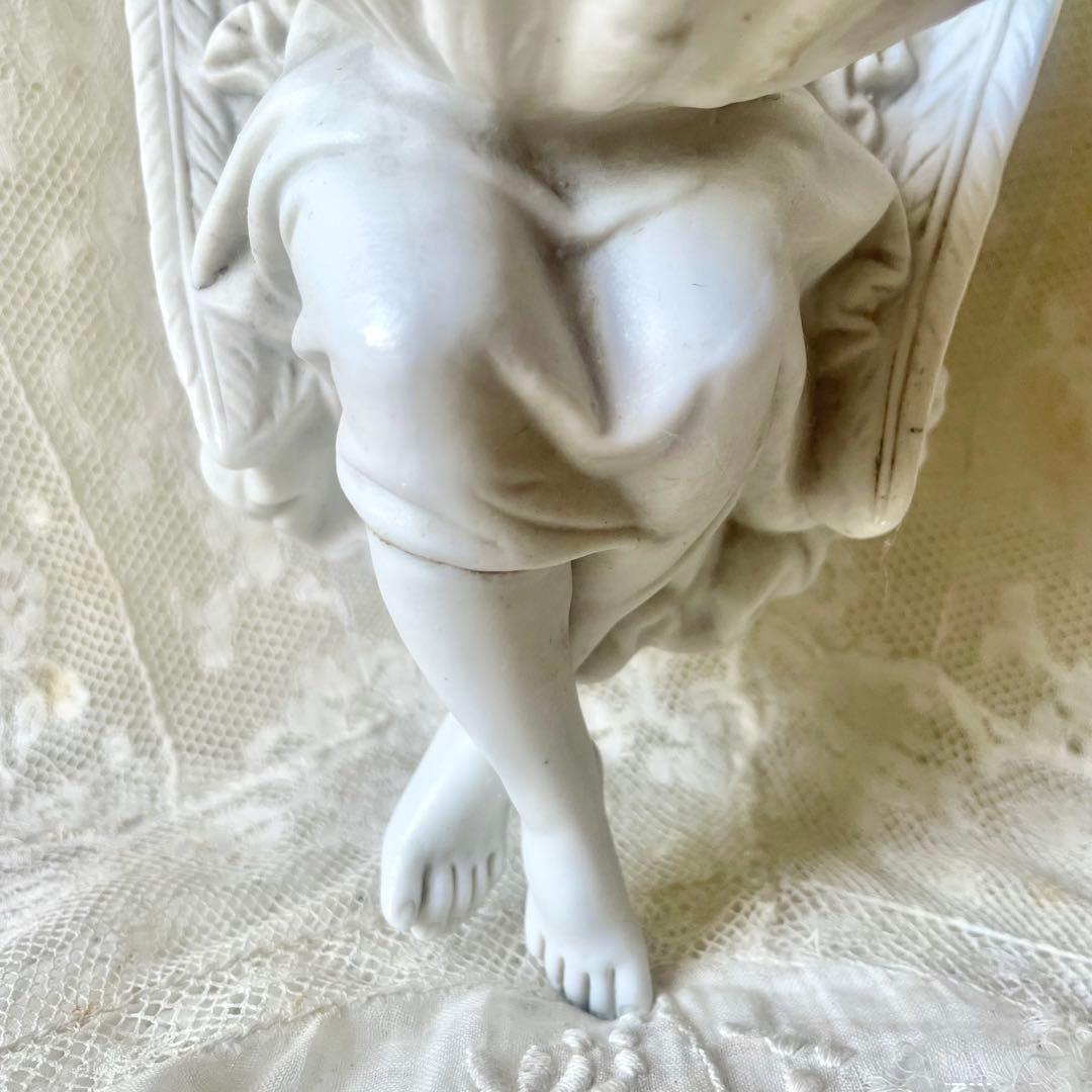 【大きめ】花輪を被った天使の聖水盤　フランスアンティーク　ベネチエ　エンジェル