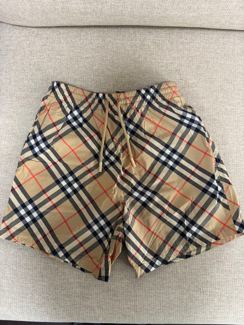 BURBERRY チェック スイムショーツ XS サンド