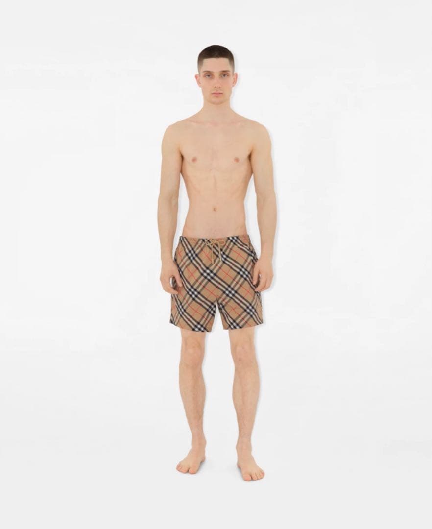 BURBERRY チェック スイムショーツ XS サンド