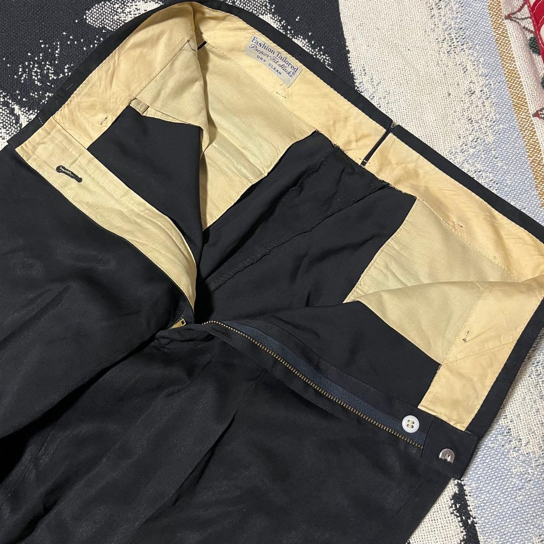 50s 60s ブラック レーヨン ギャバジン スラックス ヴィンテージ 黒