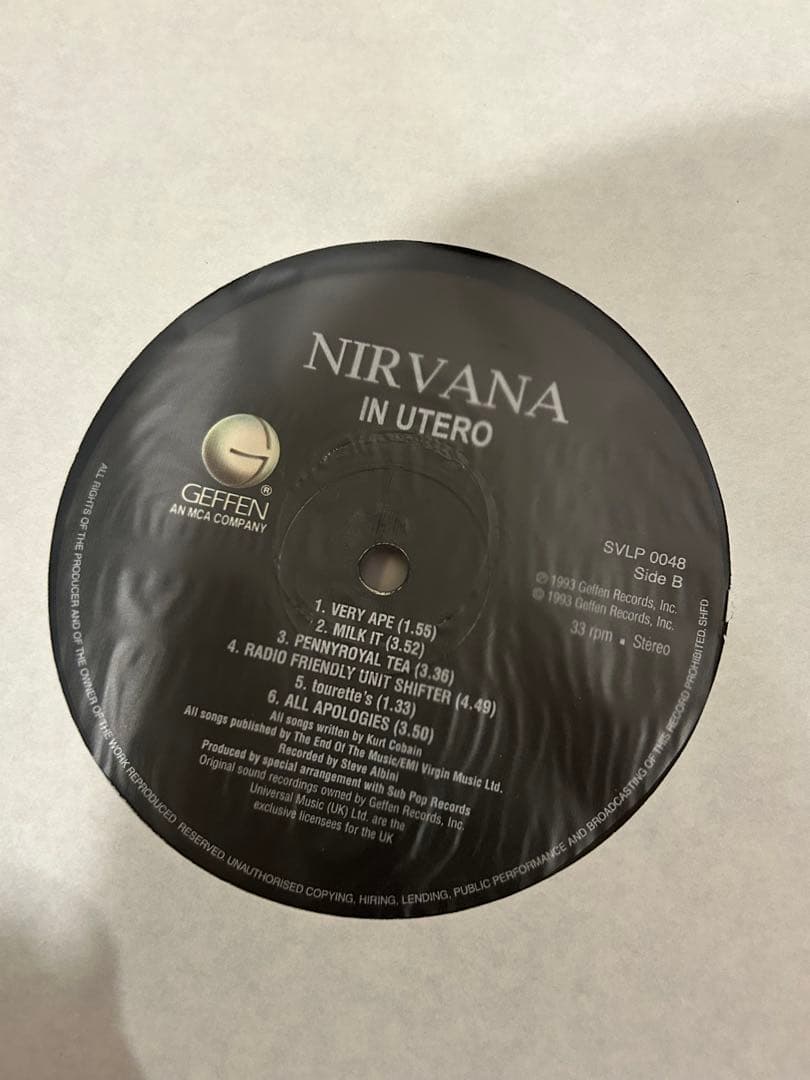 Nirvana In Utero UK版 限定ビニールLP