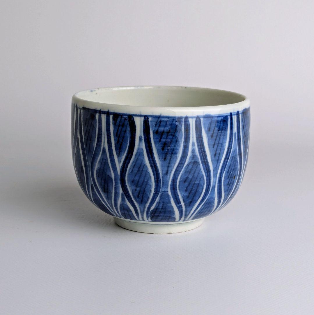 古伊万里　染付よろけ文ころ茶碗　19世紀　　ころ茶碗　そば猪口　ぐい呑　湯呑