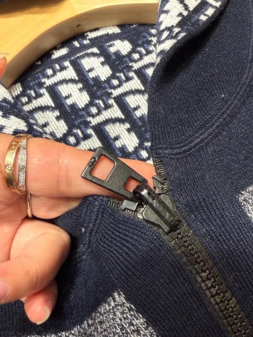 D iorディオール オブリーク リバーシブルフード付きカーディガ カシミヤ S