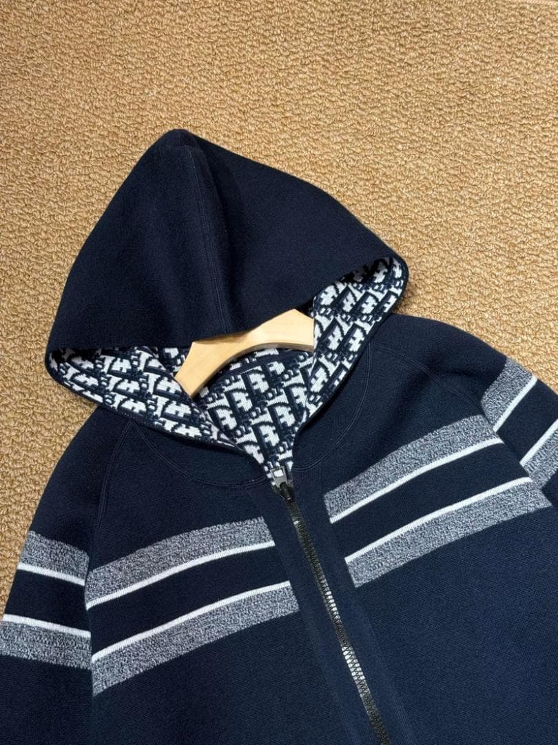 D iorディオール オブリーク リバーシブルフード付きカーディガ カシミヤ S