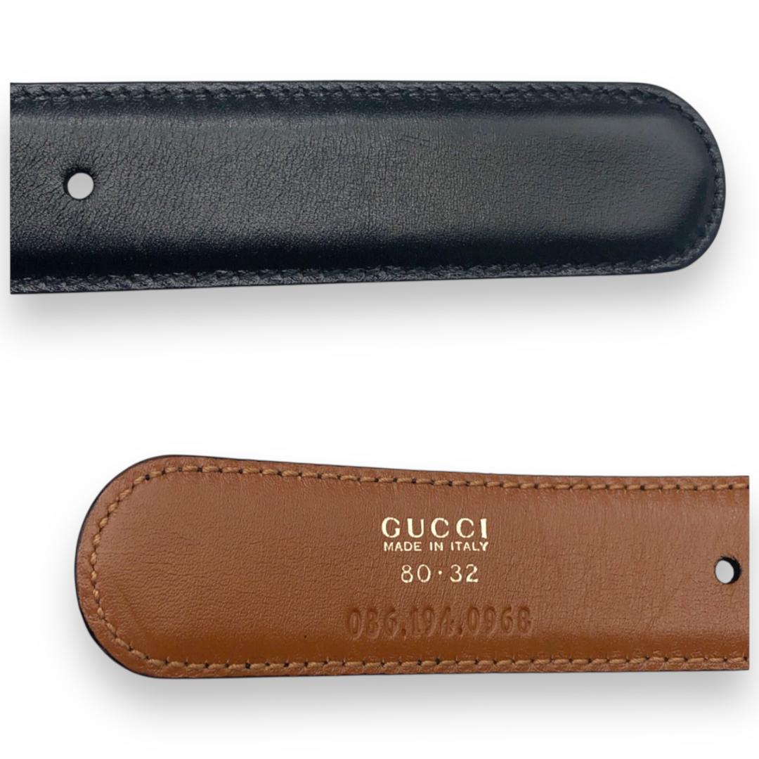 【美品】グッチ ホースシュー リバーシブル ベルト ゴールド ブラック ブラウン