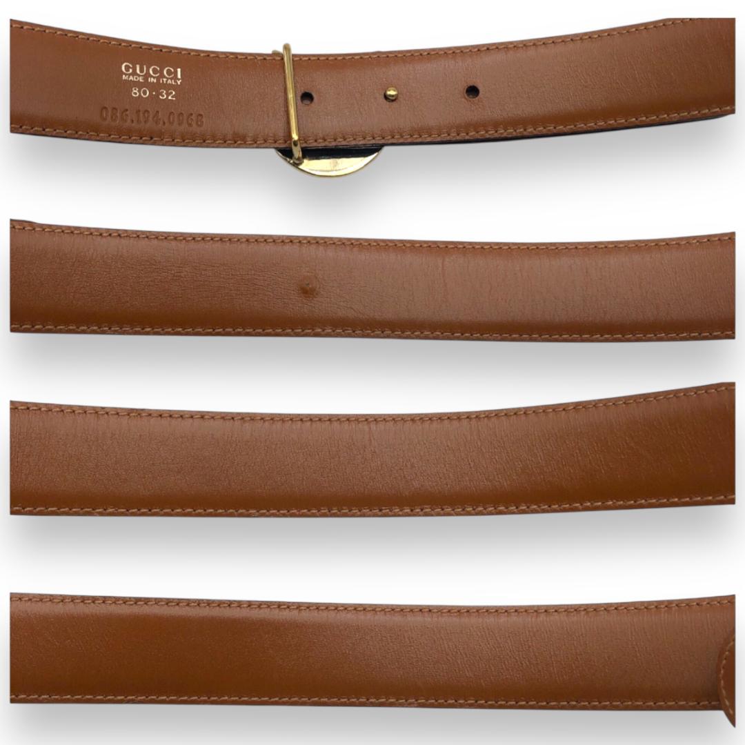 【美品】グッチ ホースシュー リバーシブル ベルト ゴールド ブラック ブラウン