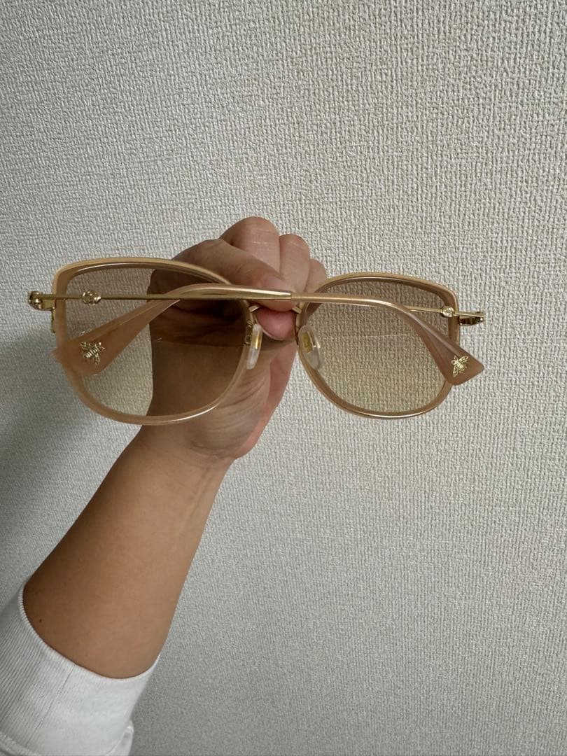 【美品】GUCCI ベージュ ラウンド型 サングラス
