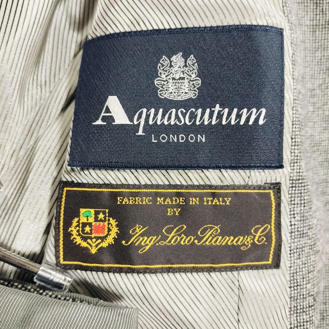 Aquascutum ロロピアーナ セットアップ スーツ グレー ウール シルク