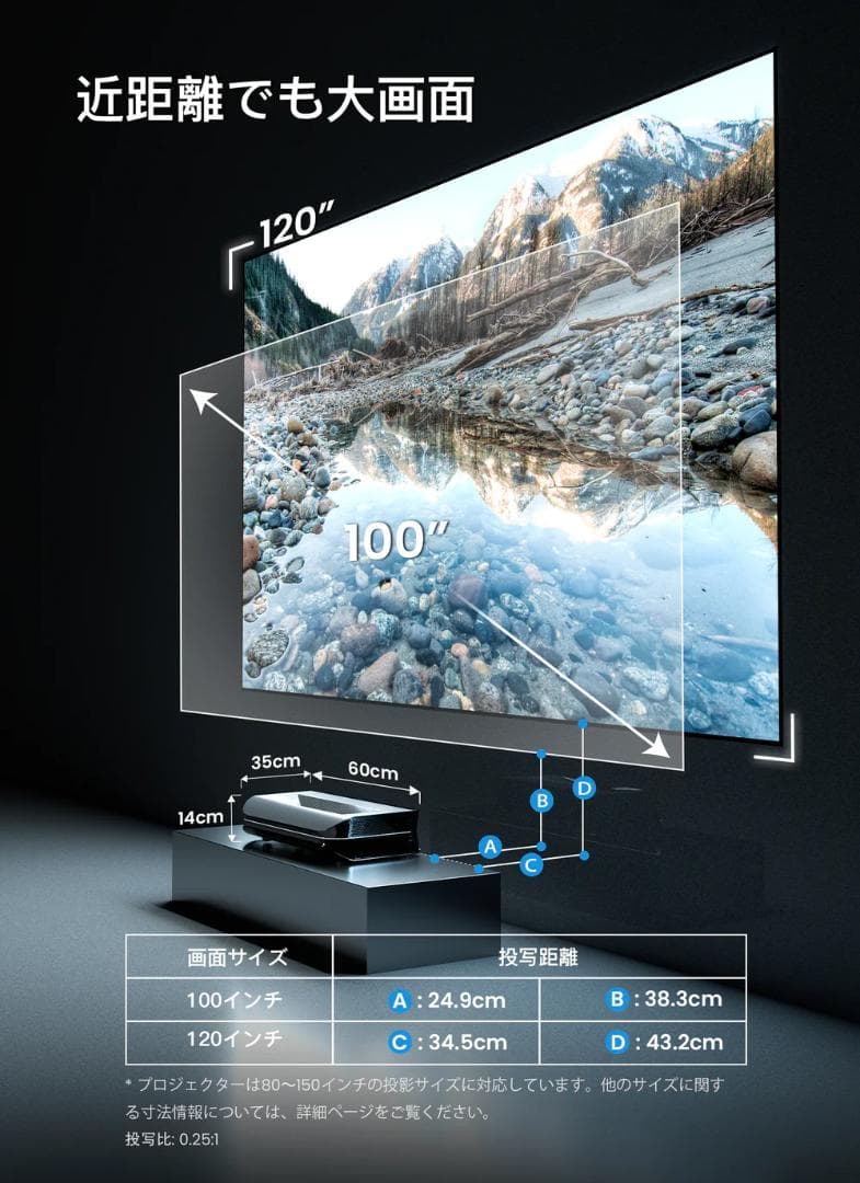 AWOL VISION 4K 超短焦点 レーザープロジェクター LTV-3000