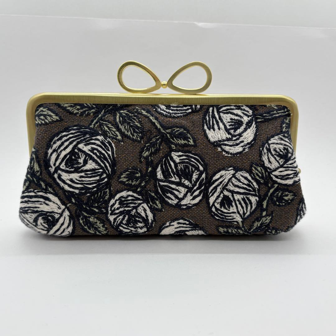 ミナペルホネンハンドメイドパッチワークリボン口金親子がま口長財布