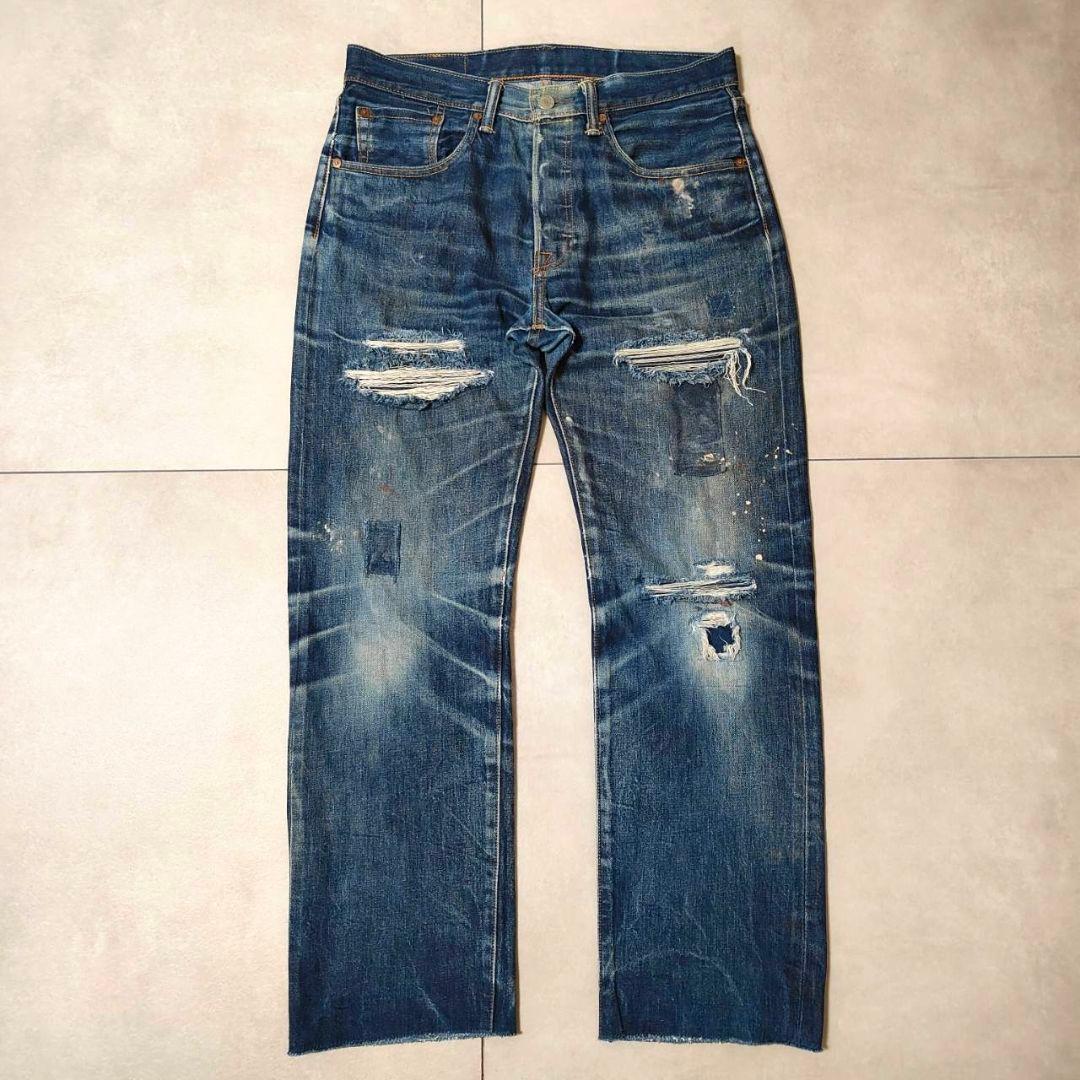 ビンテージ リーバイス 501 グランジデニム ダメージ パッチワーク w32