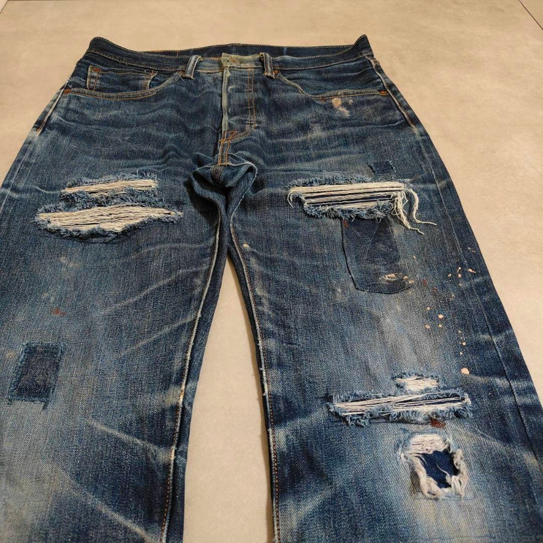 ビンテージ リーバイス 501 グランジデニム ダメージ パッチワーク w32