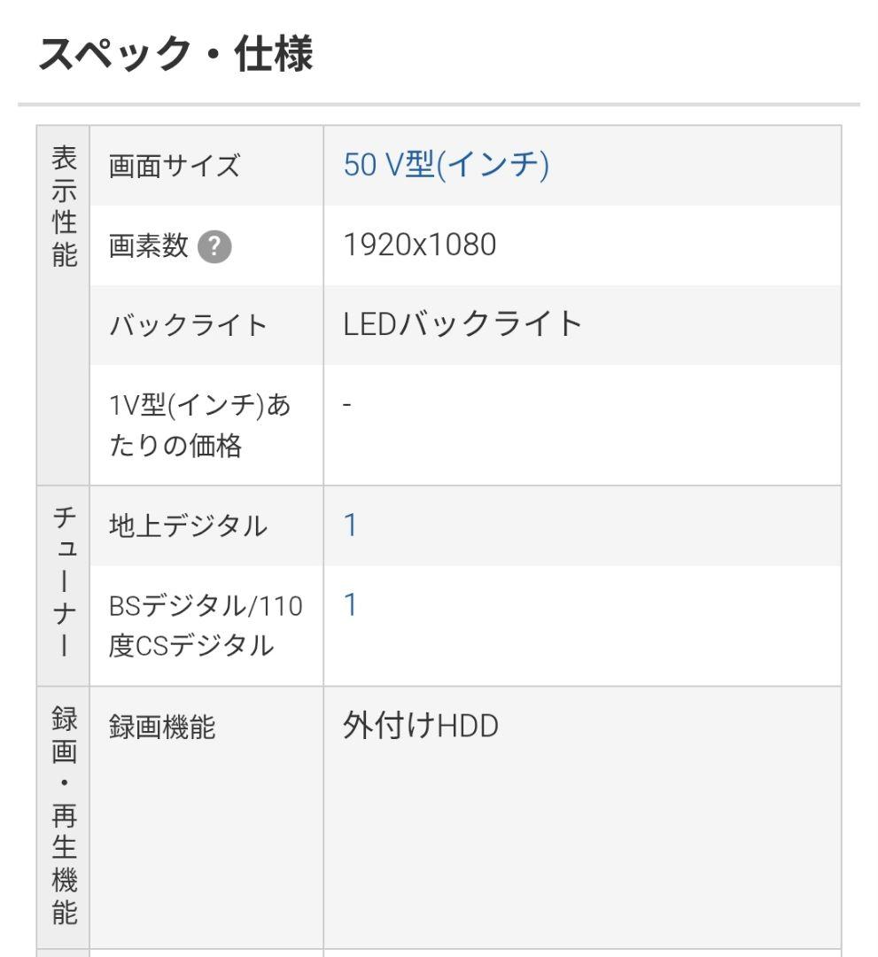 ハ*ン様 最終値下げ 50インチ LED液晶テレビ Panasonic (社外ス