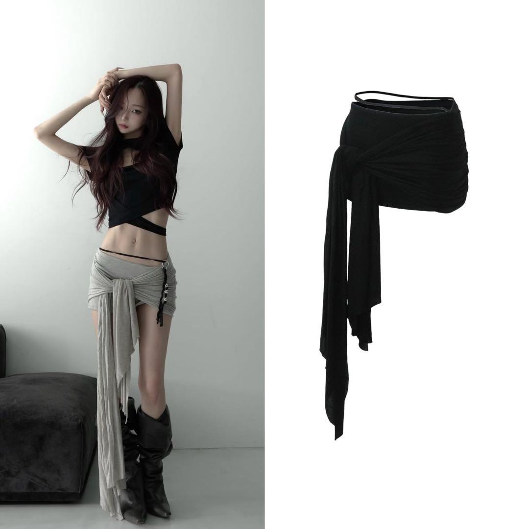 theredthread ブラック S mini skort pareo